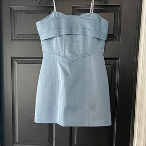 Elliatt Strapless Corset Satin Mini Dress Light Blue